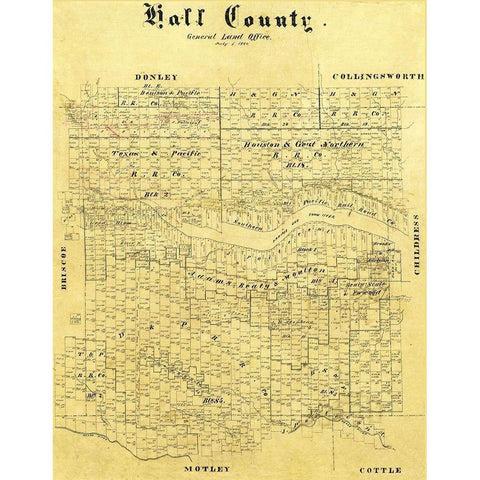 Hall County Texas - 1884 Black Modern Wood Framed Art Print by Unknown