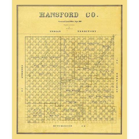 Hansford County Texas - Beaumont 1889 White Modern Wood Framed Art Print by Beaumont