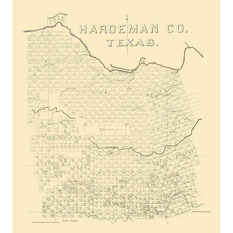 Hardeman County Texas - 1880 Black Modern Wood Framed Art Print with Double Matting by Unknown