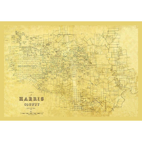 Harris County Texas - 1876 White Modern Wood Framed Art Print by Unknown