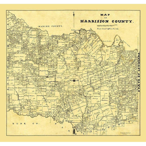 Harrison County Texas - 1871 Black Modern Wood Framed Art Print by Unknown