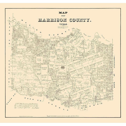 Harrison County Texas - Walsh 1879 Black Modern Wood Framed Art Print by Walsh