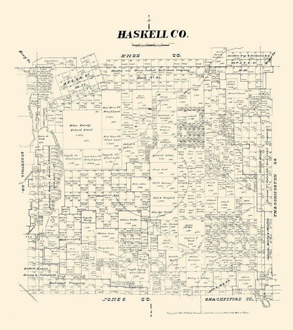 Haskell County Texas - Walsh 1879 Black Ornate Wood Framed Art Print with Double Matting by Walsh