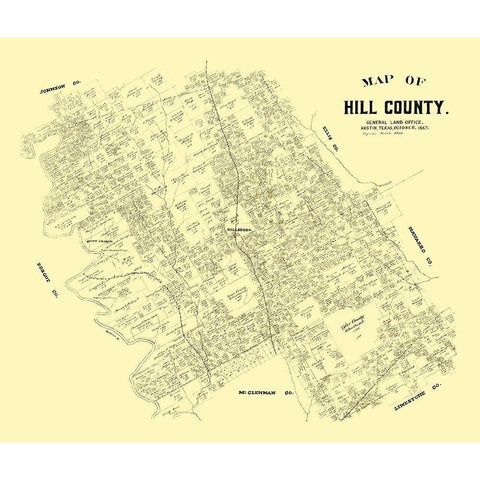 Hill County Texas - 1882 Black Modern Wood Framed Art Print by Unknown