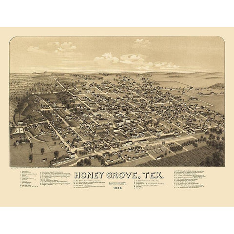 Honey Grove Texas - Norris 1886 Black Modern Wood Framed Art Print by Norris