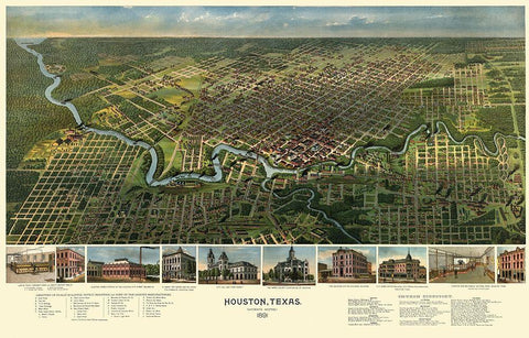 Houston Texas - Westyard 1891 Black Ornate Wood Framed Art Print with Double Matting by Westyard