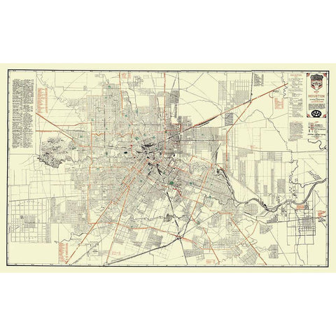 Houston Texas - Jones 1930 Black Modern Wood Framed Art Print by Jones