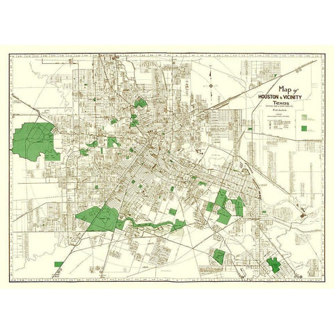 Houston Texas - Evans 1937 Black Modern Wood Framed Art Print with Double Matting by Evans