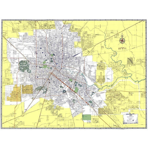 Houston Texas - Ashburn 1950 White Modern Wood Framed Art Print by Ashburn