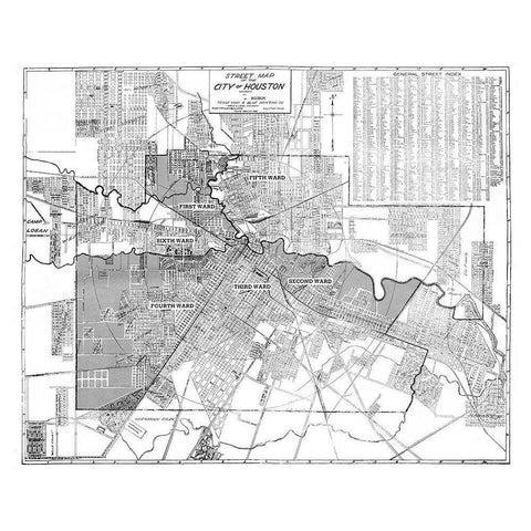 Houston Texas - Blue 1920 Black Modern Wood Framed Art Print by Blue