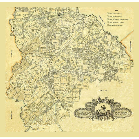 Houston County Texas - 1868 Black Modern Wood Framed Art Print by Unknown
