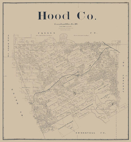 Hood County Texas - Beaumont 1893 White Modern Wood Framed Art Print with Double Matting by Beaumont