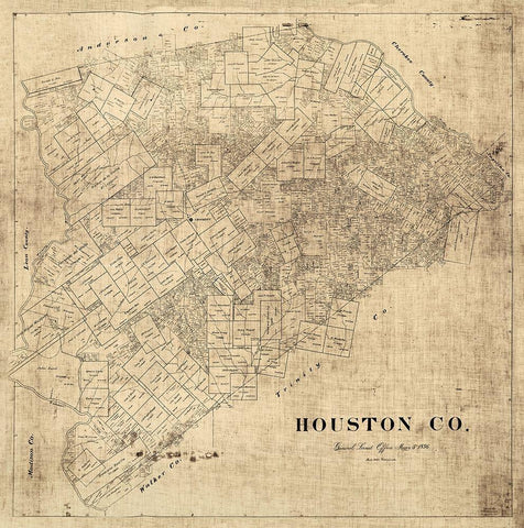 Houston County Texas -1896 Black Ornate Wood Framed Art Print with Double Matting by Unknown