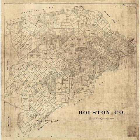Houston County Texas -1896 Black Modern Wood Framed Art Print with Double Matting by Unknown