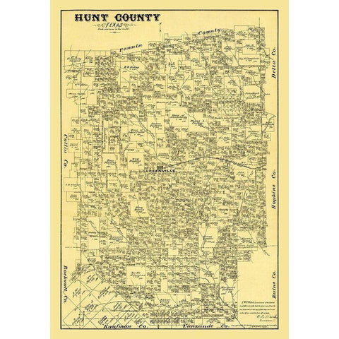 Hunt County Texas - Walsh 1879 Black Modern Wood Framed Art Print by Walsh