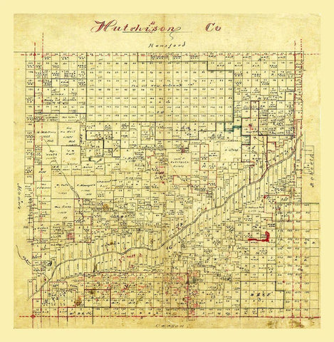 Hutchinson County Texas Black Ornate Wood Framed Art Print with Double Matting by Unknown