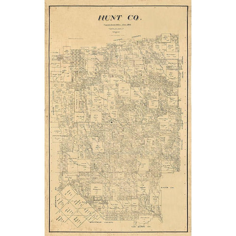Hunt County Texas - Pressler 1894 Black Modern Wood Framed Art Print with Double Matting by Pressler