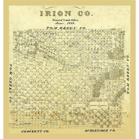 Irion County Texas - 1889 Black Modern Wood Framed Art Print by Unknown