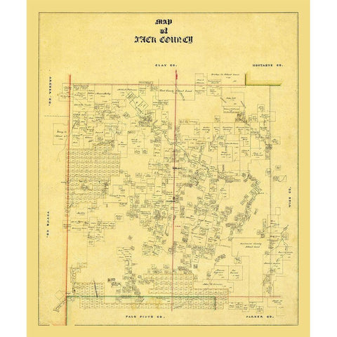 Jack County Texas - 1868 White Modern Wood Framed Art Print by Unknown