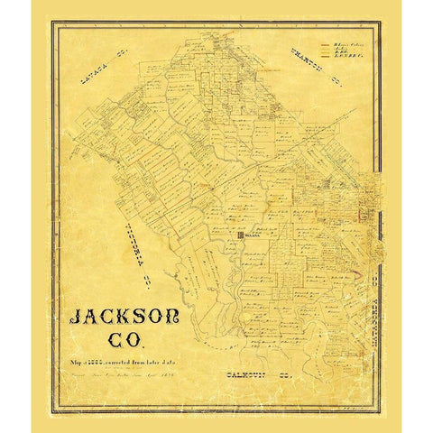 Jackson County Texas - 1867 Gold Ornate Wood Framed Art Print with Double Matting by Unknown