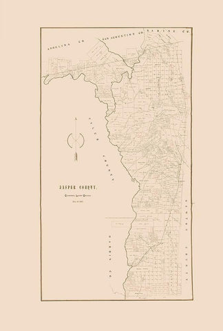Jasper County Texas - 1898 Black Ornate Wood Framed Art Print with Double Matting by Unknown