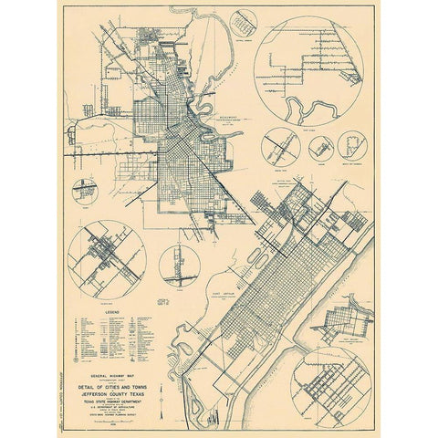 Jefferson Texas - Highway Dept 1936 Black Modern Wood Framed Art Print with Double Matting by Highway Dept