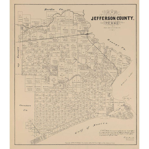 Jefferson County Texas - Walsh 1879 Black Modern Wood Framed Art Print by Walsh