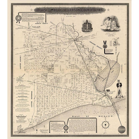 Jefferson County Texas - Higgins 1898 Black Modern Wood Framed Art Print by Higgins