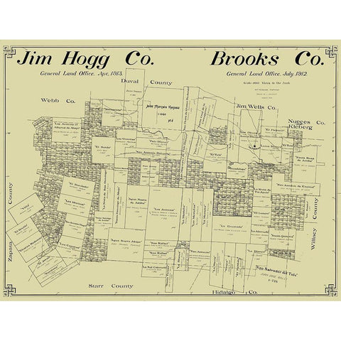 Jim Hogg and Brooks County Texas - McDonald 1912 Black Modern Wood Framed Art Print by McDonald