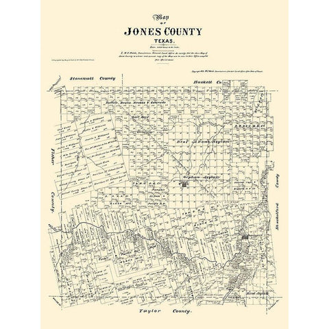 Jones County Texas - Walsh 1879 Black Modern Wood Framed Art Print by Walsh