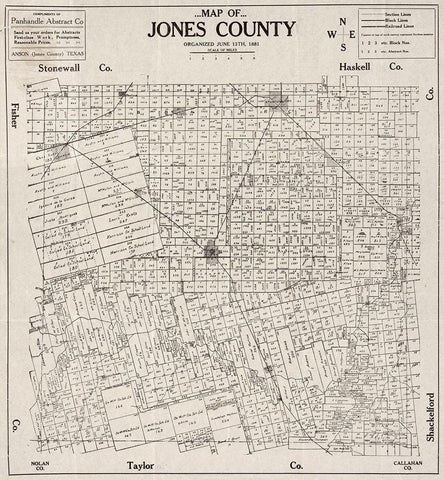 Jones County Texas -1880 Black Ornate Wood Framed Art Print with Double Matting by Unknown