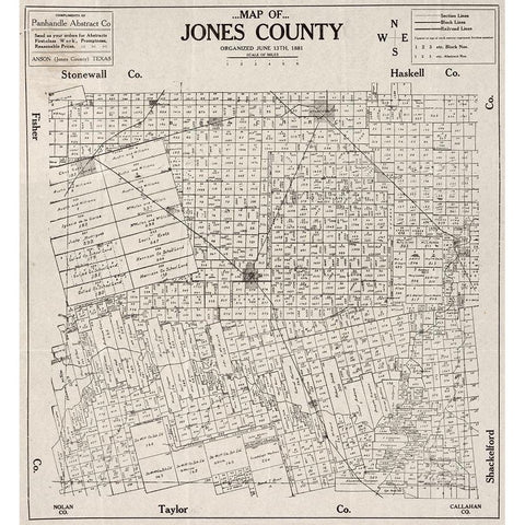 Jones County Texas -1880 Black Modern Wood Framed Art Print by Unknown