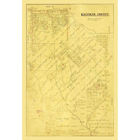 Kaufman County Texas -1871 Black Modern Wood Framed Art Print by Unknown
