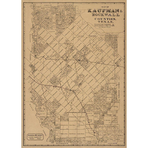 Kaufman County Texas - Jones 1878 White Modern Wood Framed Art Print by Jones