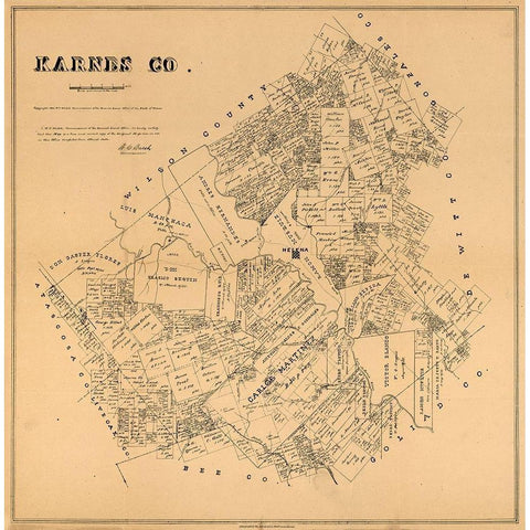 Karnes County Texas - Walsh 1880 Black Modern Wood Framed Art Print by Walsh