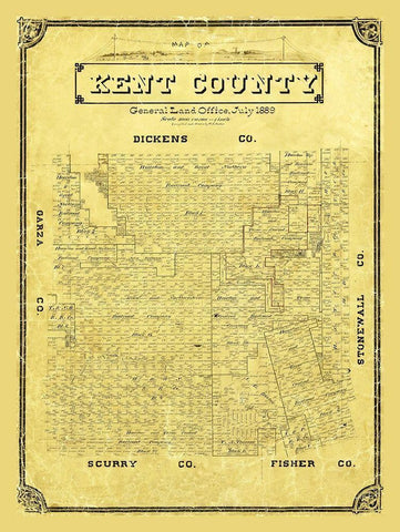 Kent County Texas - Porter 1889 Black Ornate Wood Framed Art Print with Double Matting by Porter