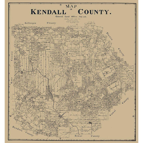 Kendall County Texas - Giles 1899 Gold Ornate Wood Framed Art Print with Double Matting by Giles