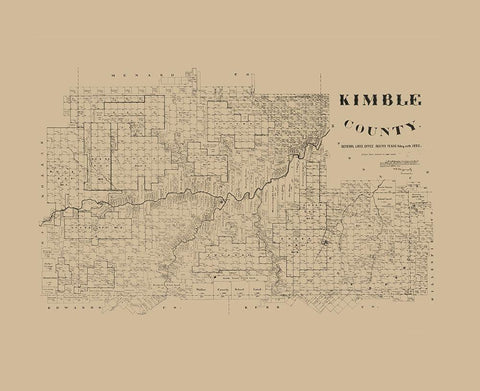 Kimble County Texas - McGaughey 1892 Black Ornate Wood Framed Art Print with Double Matting by McGaughey