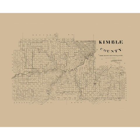 Kimble County Texas - McGaughey 1892 White Modern Wood Framed Art Print by McGaughey