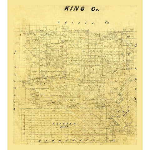 King County Texas Black Modern Wood Framed Art Print with Double Matting by Unknown