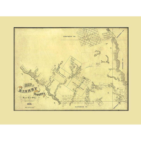 Kinney County Texas - Blau 1876 Black Modern Wood Framed Art Print by Blau
