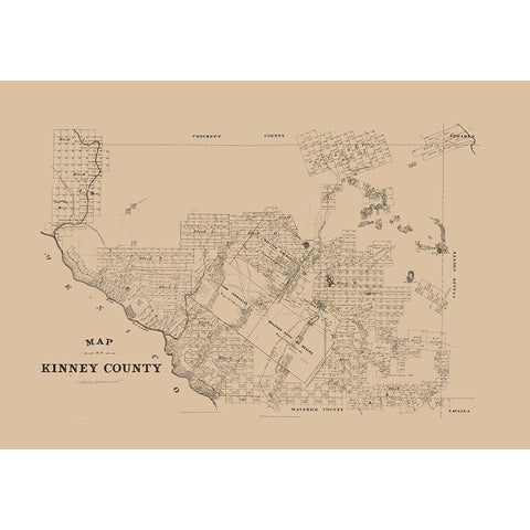 Kinney County Texas -1879 White Modern Wood Framed Art Print by Unknown