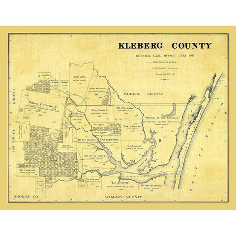 Kleberg County Texas - McDonald 1913 White Modern Wood Framed Art Print by McDonald