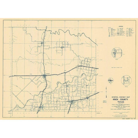 Knox Texas Highway - Highway Dept 1936 Black Modern Wood Framed Art Print by Highway Dept