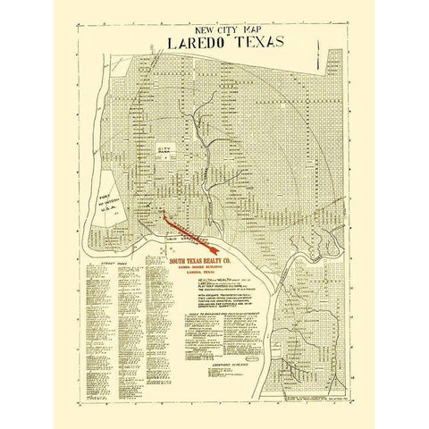 Laredo Texas - Alamo Blue Print 1930 White Modern Wood Framed Art Print by Alamo Blue Print