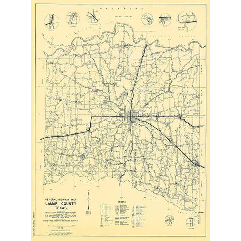 Lamar Texas Highway - Highway Dept 1936 Gold Ornate Wood Framed Art Print with Double Matting by Highway Dept
