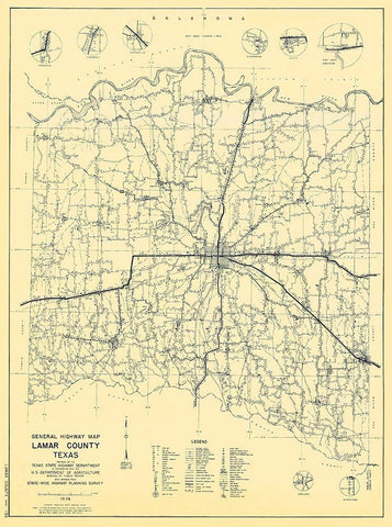Lamar Texas Highway - Highway Dept 1936 Black Ornate Wood Framed Art Print with Double Matting by Highway Dept