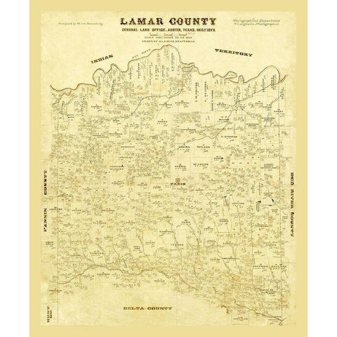 Lamar County Texas - Lucas 1873 White Modern Wood Framed Art Print by Lucas