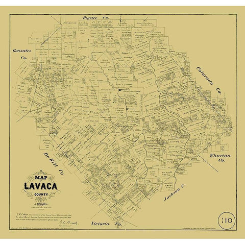 Lavaca County Texas - Walsh 1879 White Modern Wood Framed Art Print by Walsh