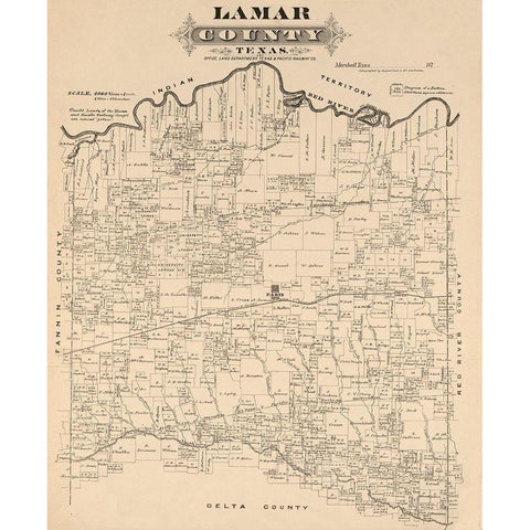 Lamar County Texas - Gast 1870 Black Modern Wood Framed Art Print by Gast